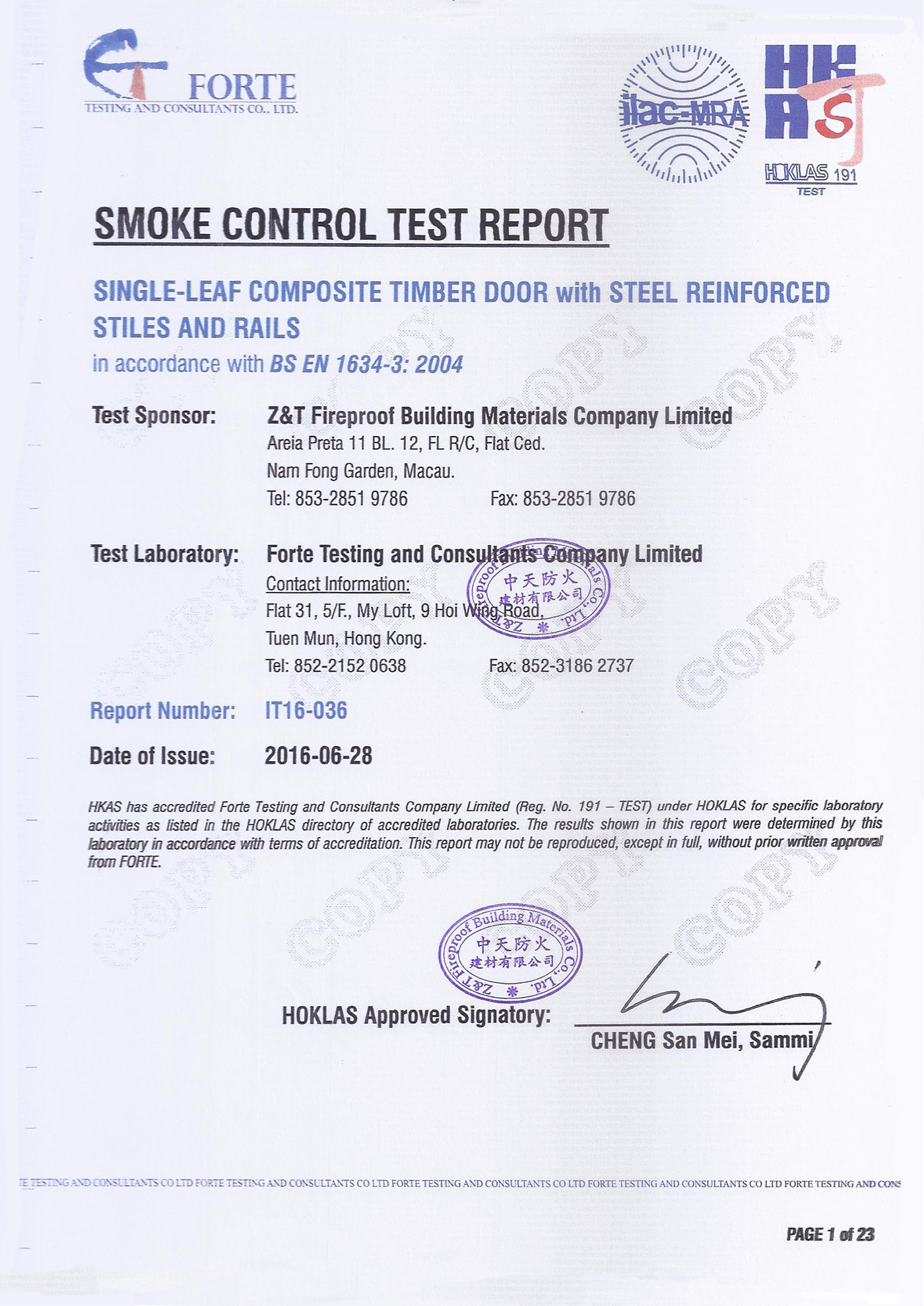  Euro Standard: BSEN-1634-1&3